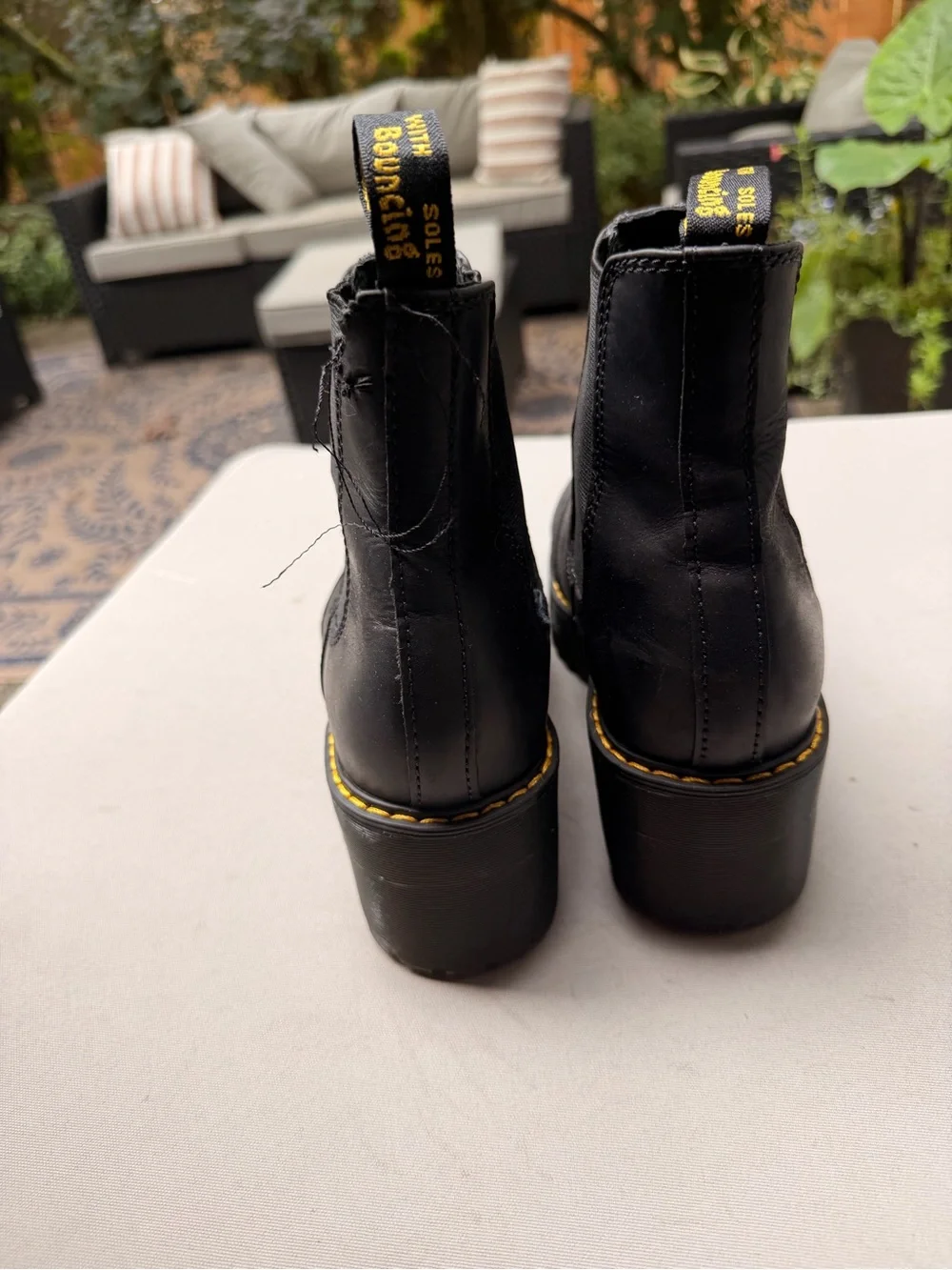 Dr. Martens Black Chelsea Lug Boots with Yellow Stitching (read description!)